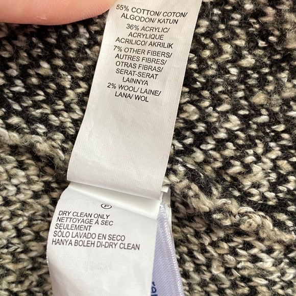 Lucky Brand Geometric Open Front Drape Cardigan Black/Gray - Picture 10 of 11